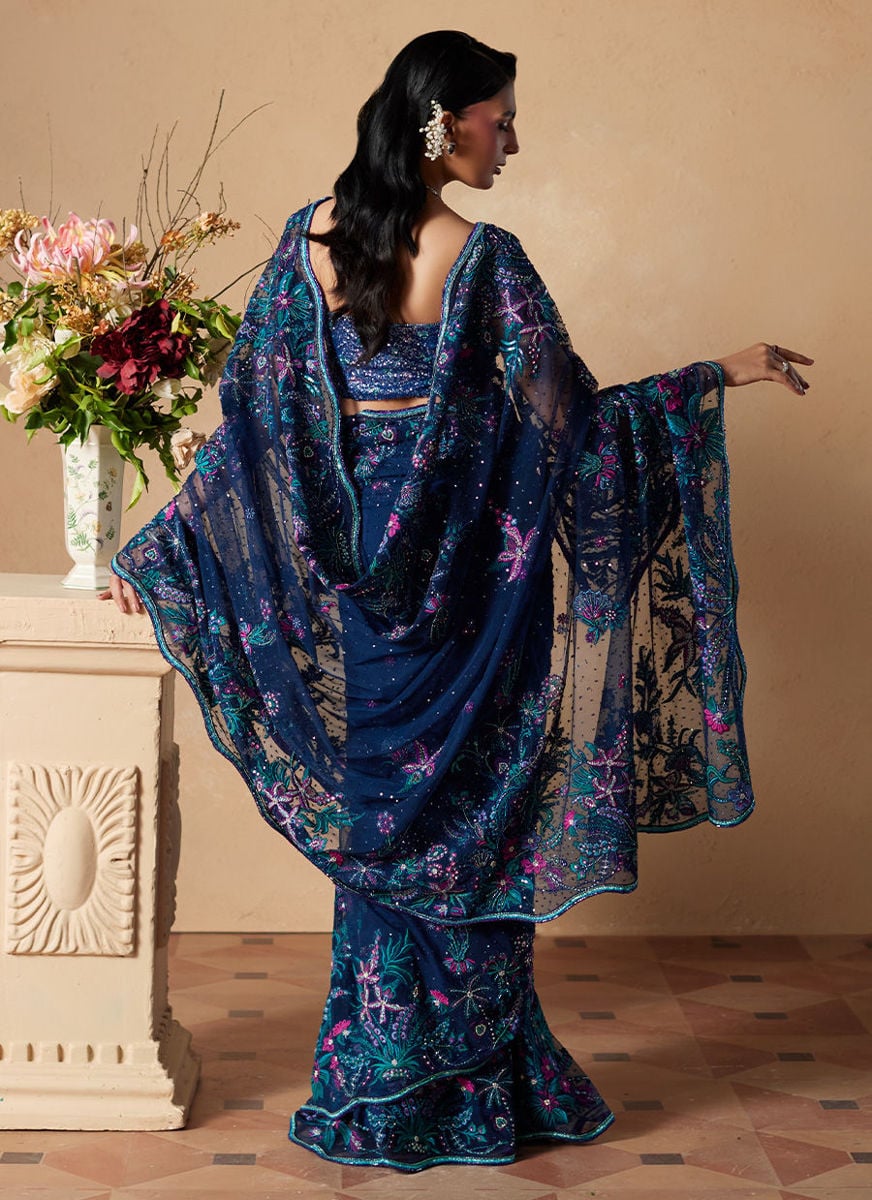Sena Navy Blue Saree