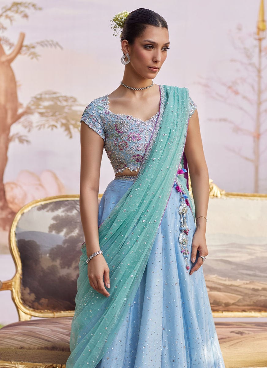 Clara Ice Blue Lehenga Choli