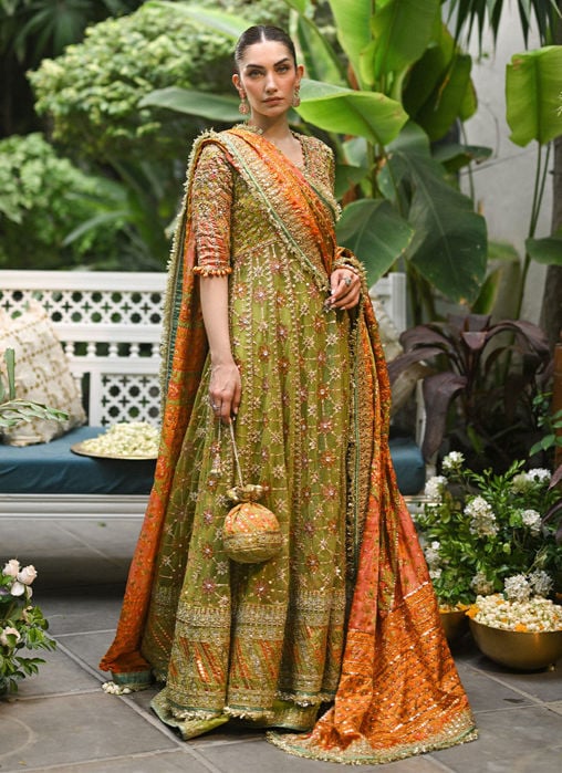 Sabina Olive Green Kalidaar