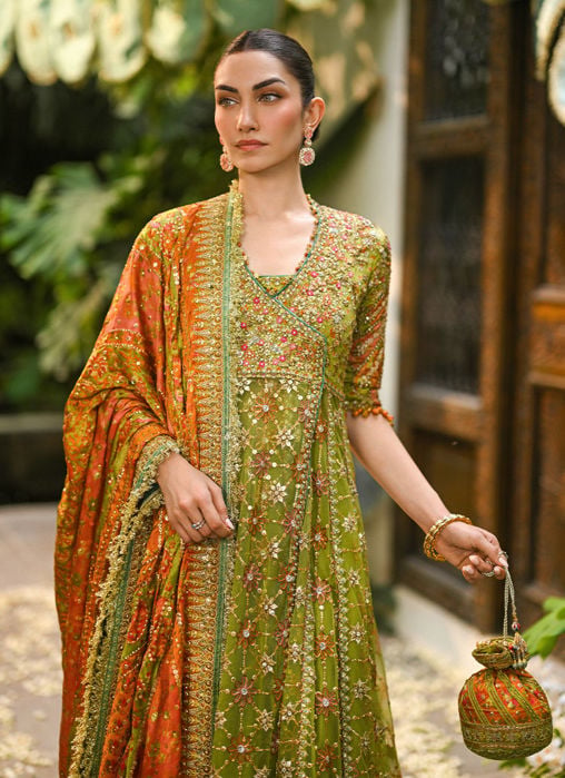 Sabina Olive Green Kalidaar