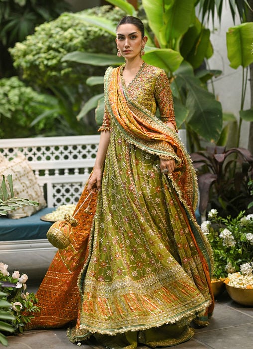 Sabina Olive Green Kalidaar