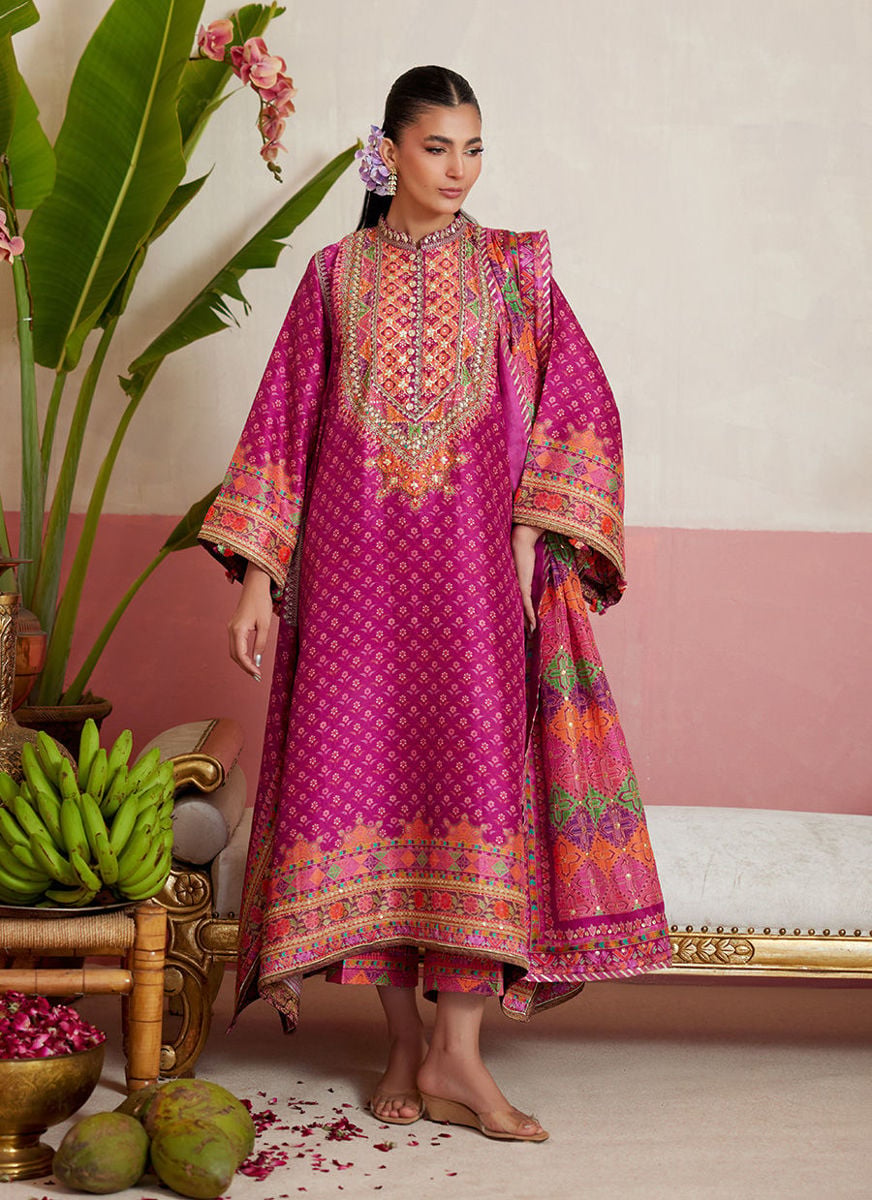 Adena Fuschia Shirt And Dupatta