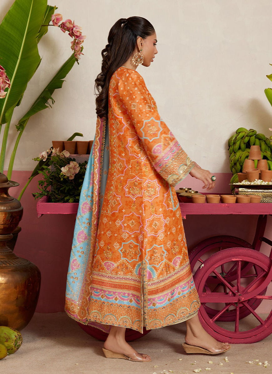 Jenna Tangerine Shirt And Dupatta
