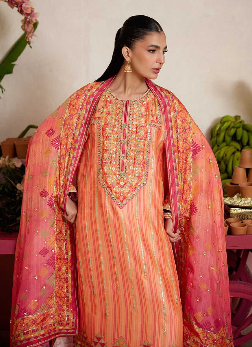 Romero Orange Shirt And Dupatta