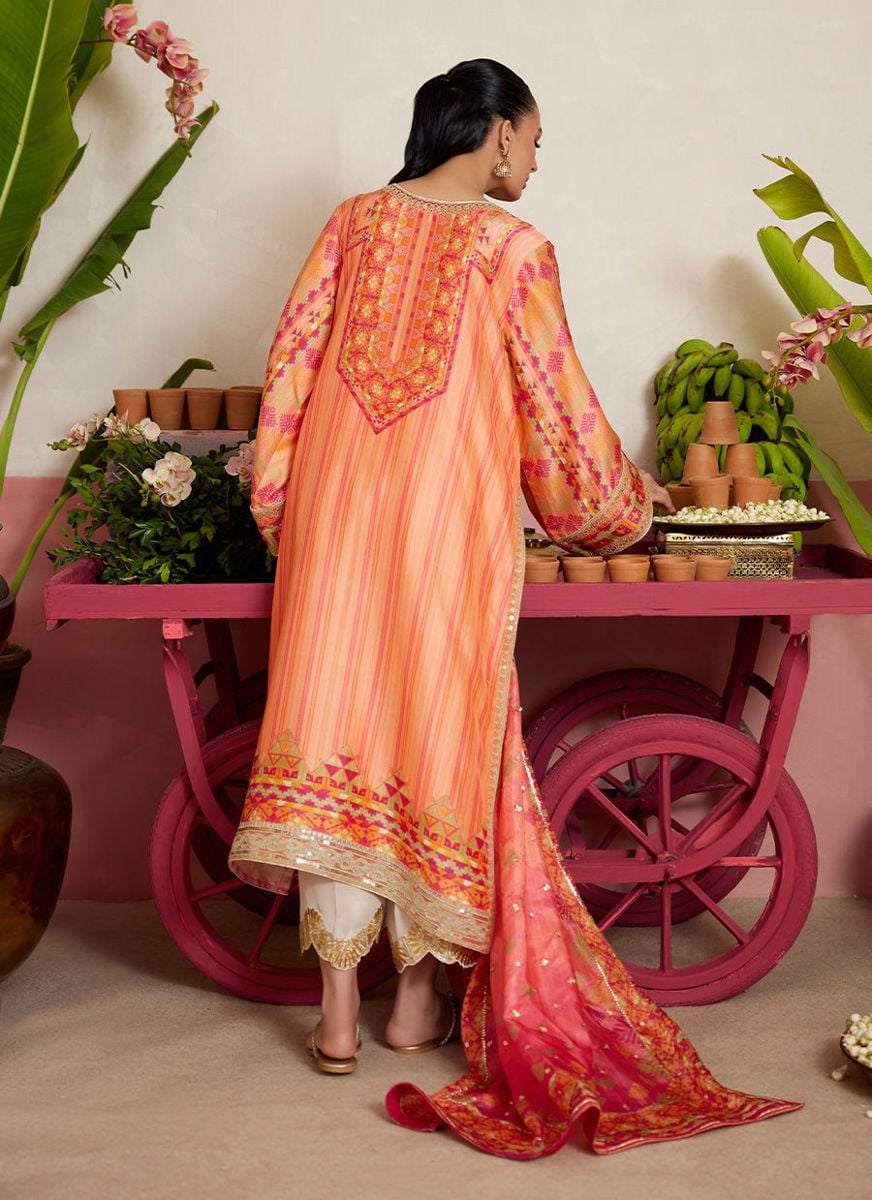 Romero Orange Shirt And Dupatta